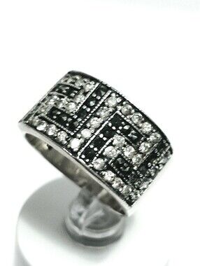 Silver Wide Marcasite Pavé Statement Ring size 7.5